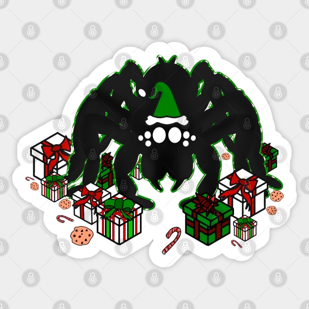 Santa Spider w/ Presents (Green Peppermint 1) Sticker by IgorAndMore